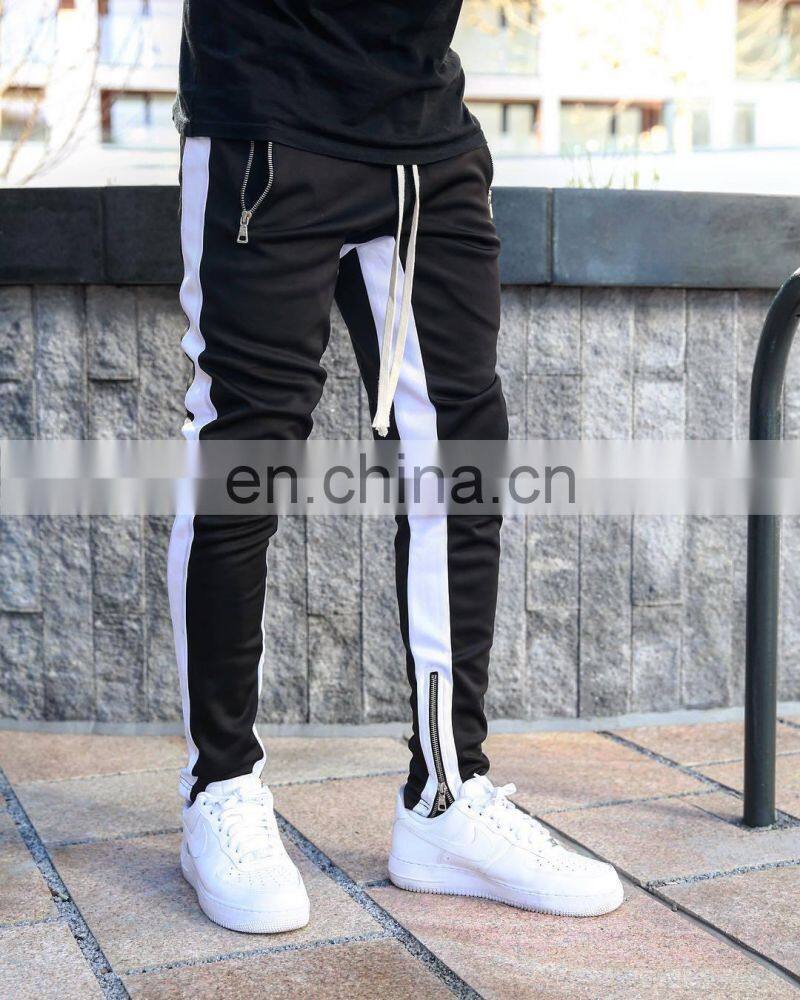 Summer drawstring trousers zipper double pocket long men's sports casual pants