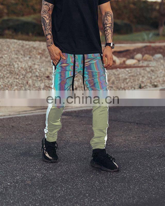 New colorful reflective trousers Europe and the United States casual plus size hip-hop trousers colorful reflective pants