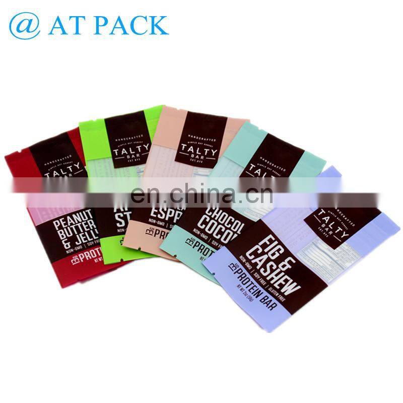 Custom printed back side seal heat sealable candy bar wrapper