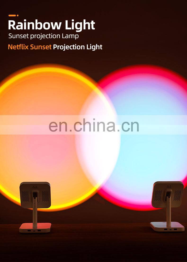 Sunset Night Light Atmosphere Mood Lighting Usb 180 Degree Tiktok Smart White Led Lamp Sunset Projector Lamp Light