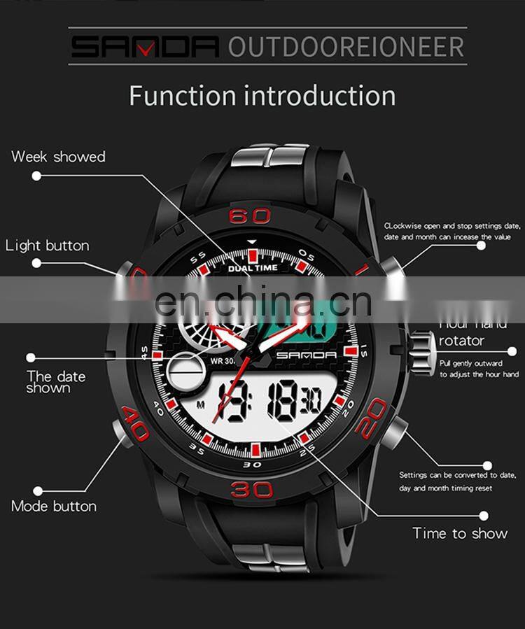 SANDA 795-1 Latest Water Resistant Analog Digital Silicone Watches Fashion Branded Wrist Watch