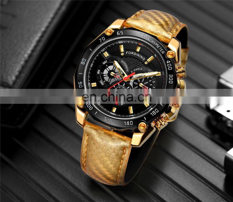 Forsining 6910 24 Hours Mechanical Men Watches Water Proof Luxury Automatic Chronograph Watch