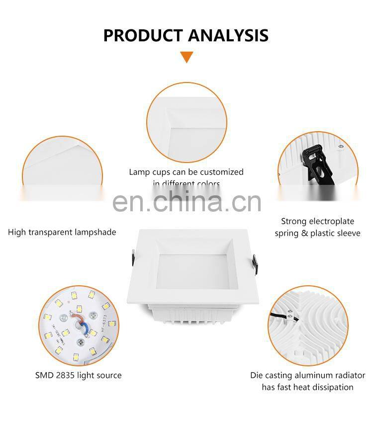 ALLWAY Modern Design Square Shape Wide Beam Angle Home Office Hotel 12W 18W 25W Led Slim Downlight