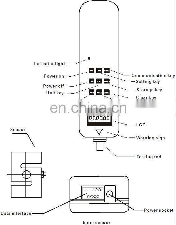 50~500N hf S type sensor digital push pull force gauge tester