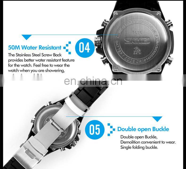 Black factory 5atm swimming analog digital skmei watches men