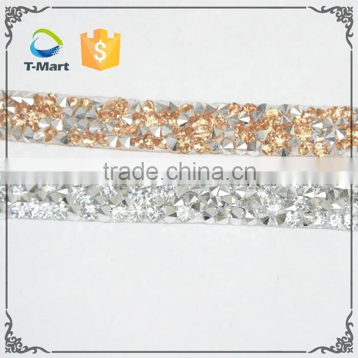 2016 new designs hot fix point back rhinestone trimming for women dress