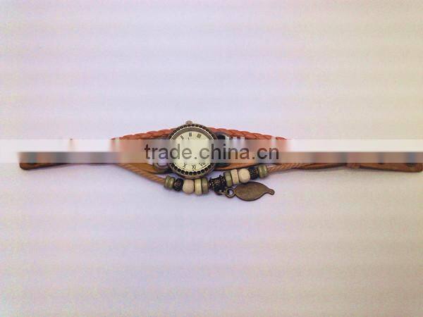 bulk buy from china Quartz watch F-05 for girls with Wing pendant,leather strap, bronzed watch case