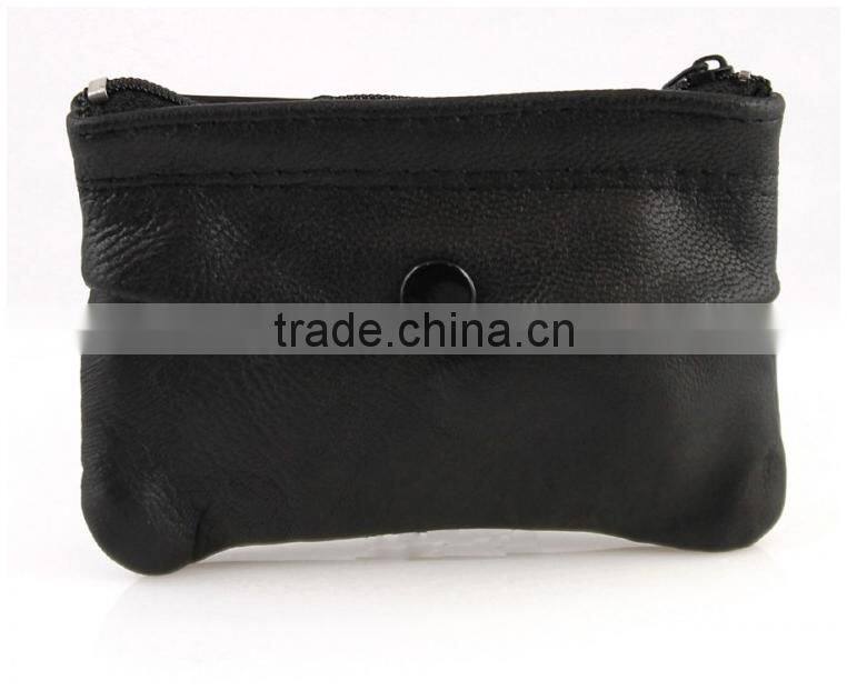 Zipper pocket with key hook cow leather key Case with Change Purse