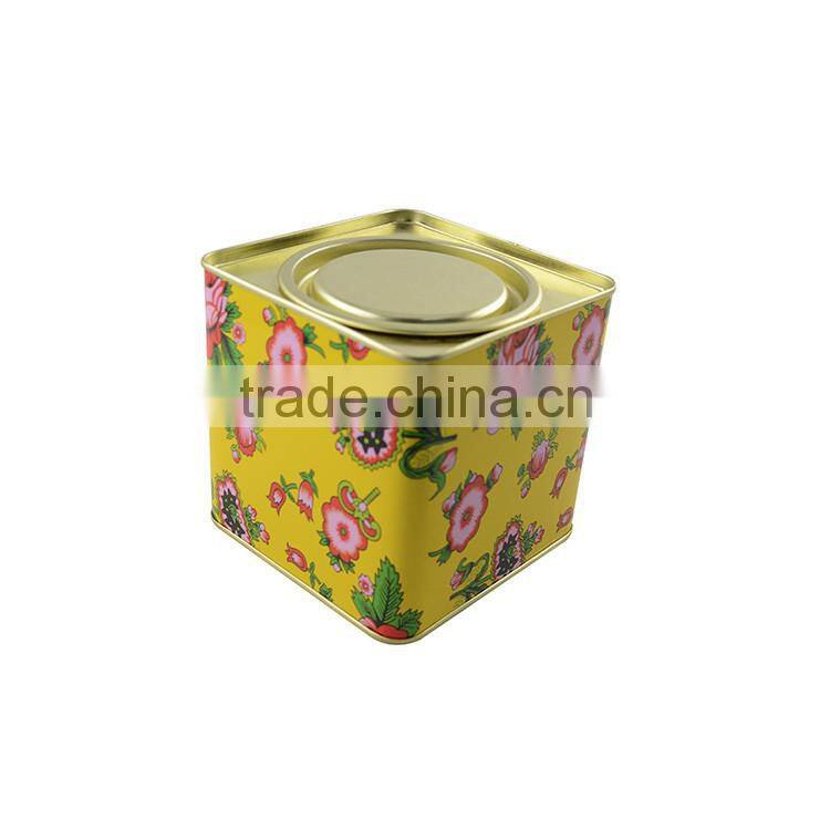 food grade square metal tea tin box with airtight lid