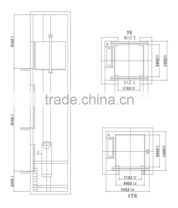 1000KG-5000KG Hydraulic freight lift goods elevator