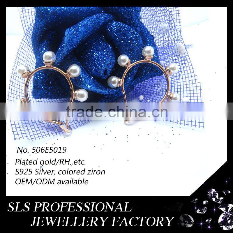 2015 Fashion design simple and generous 925 silver bridal pearl dangling earrings wedding earrings for ladies