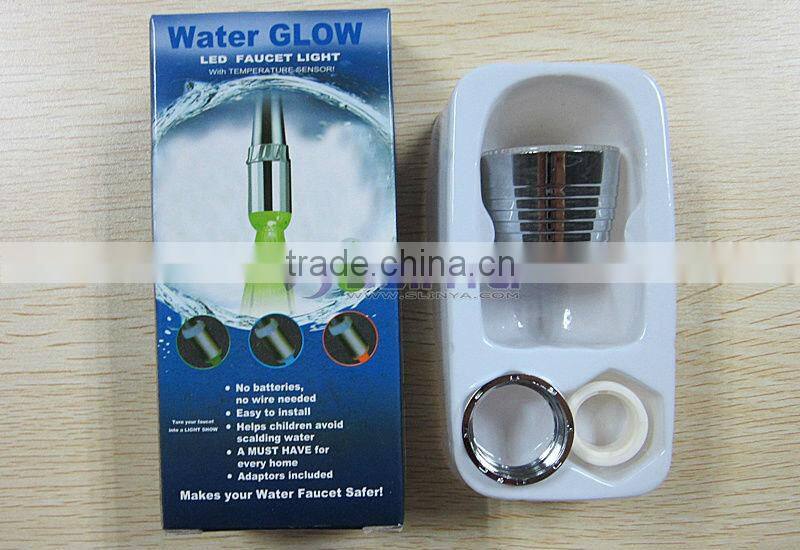 3 Color LED Light Chrom Plate Basin Kitchen Temperature Control Faucet