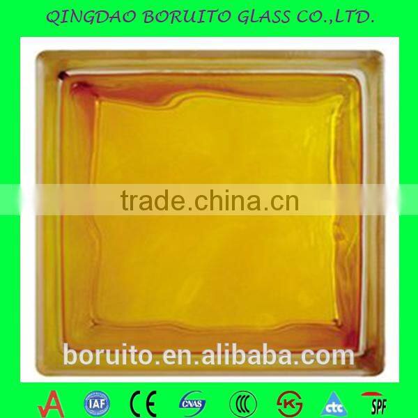 colored glass brick/ decorative glass block for curtain wall / lightweighe building material
