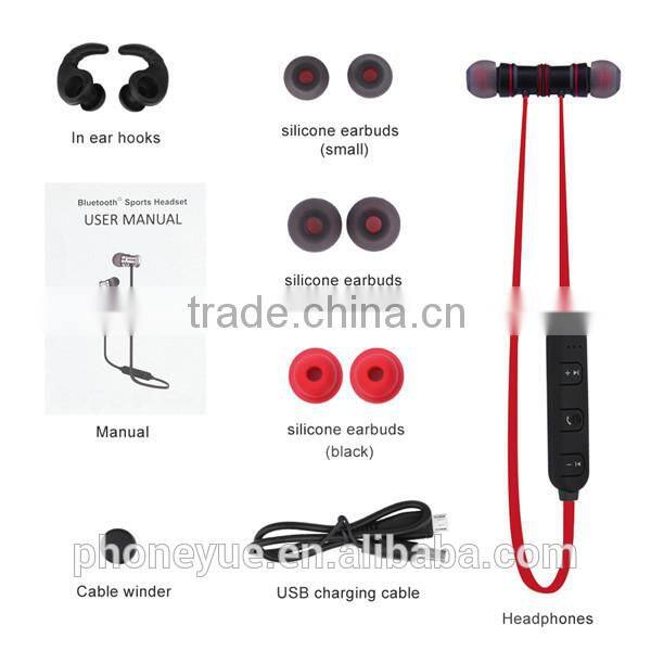 2016 latest products magnetic wireless bluetooth headset headphones for sport