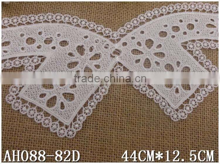 Factory Cheap 44cm*12.5 Water Suloble Nylon Black White Embroidery Neck trim lace collar for garment accessory