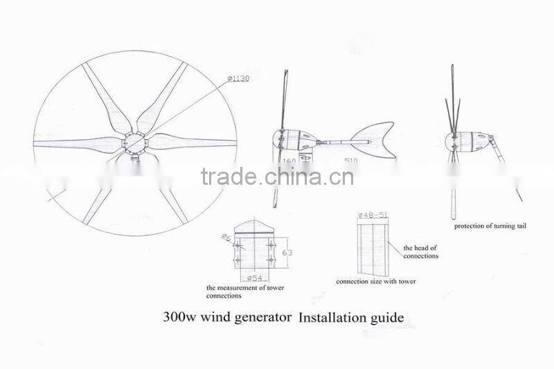300w wind power generator/tubine/windmill for LED street lights