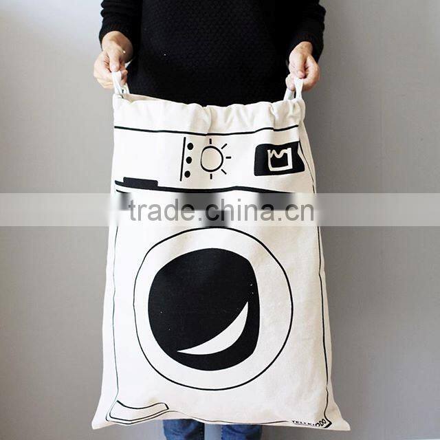 China Factory Supply Custom Cartoon Print Canvas Drawstring Bag
