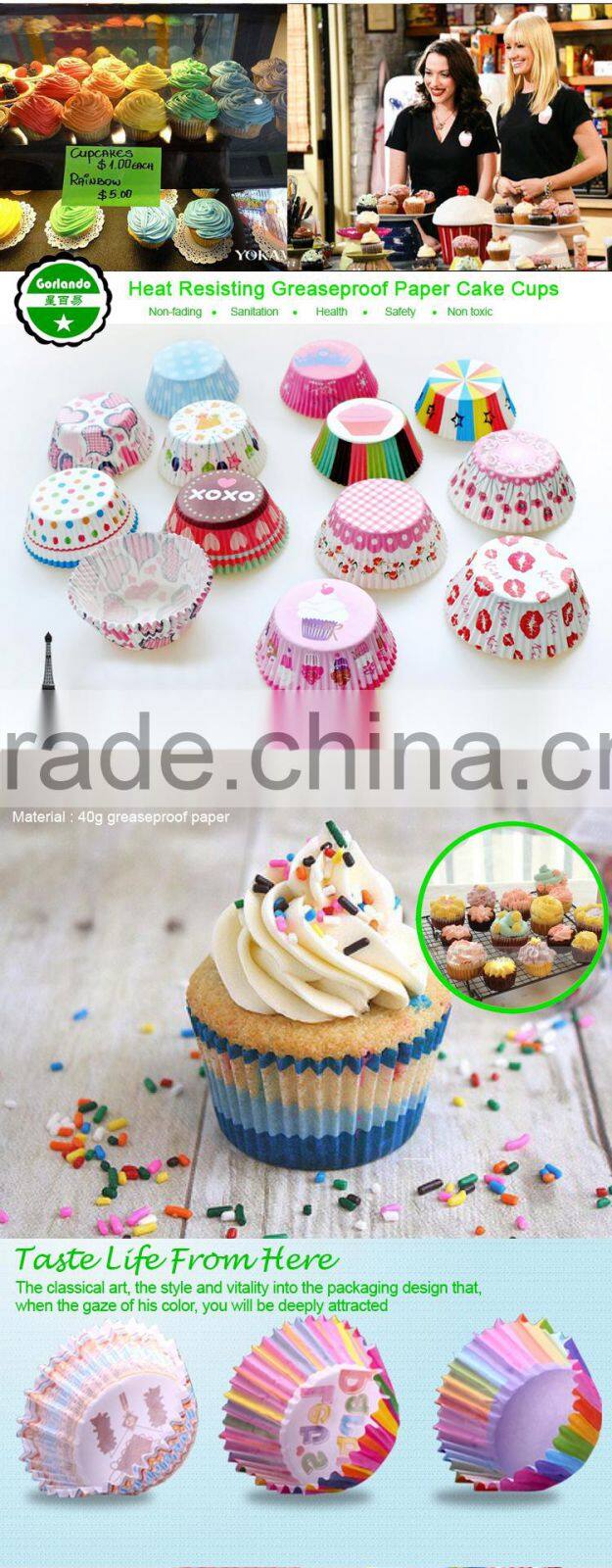 Customized Colorful Baking Cases Paper Cake Cup