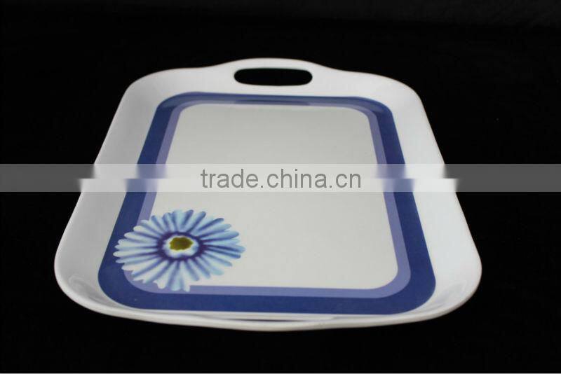 15.5 inch two-handled rectangular melamine tray