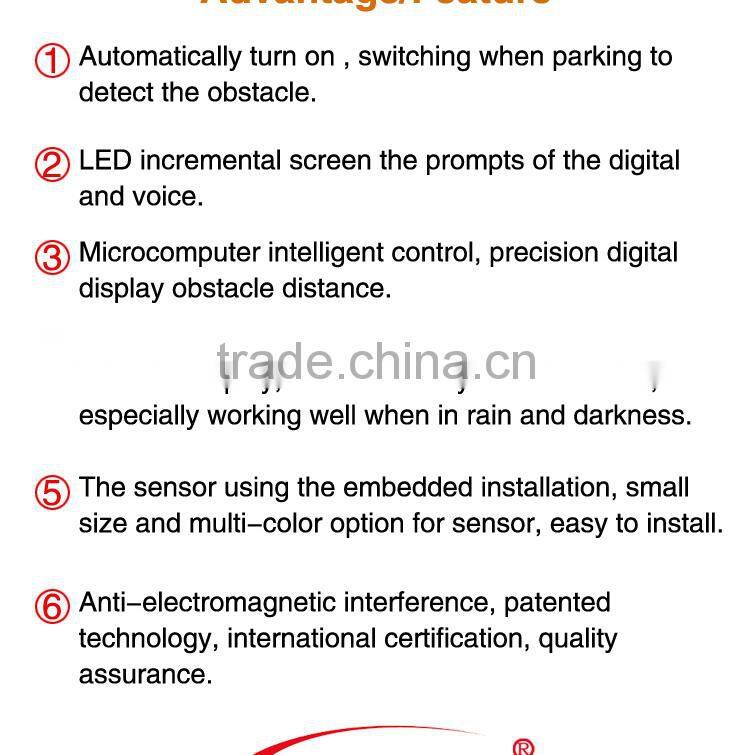Led display parking sensor with 20 different color type waterproof ultrasonic sensor