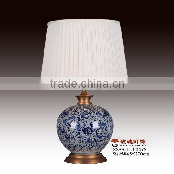 lamp family with porcelain and fabric shade