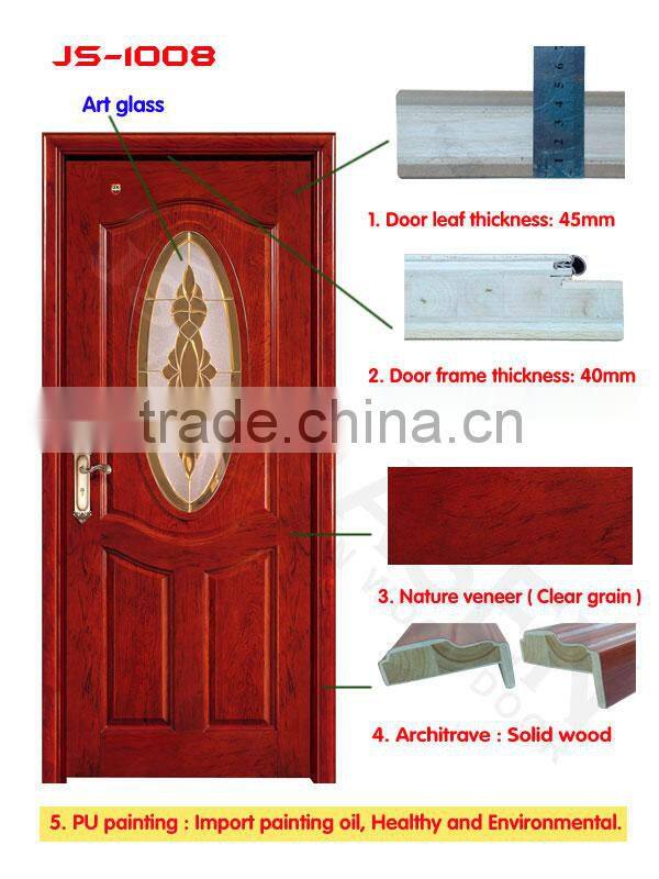 Classic design decorative camping wooden glass shower door