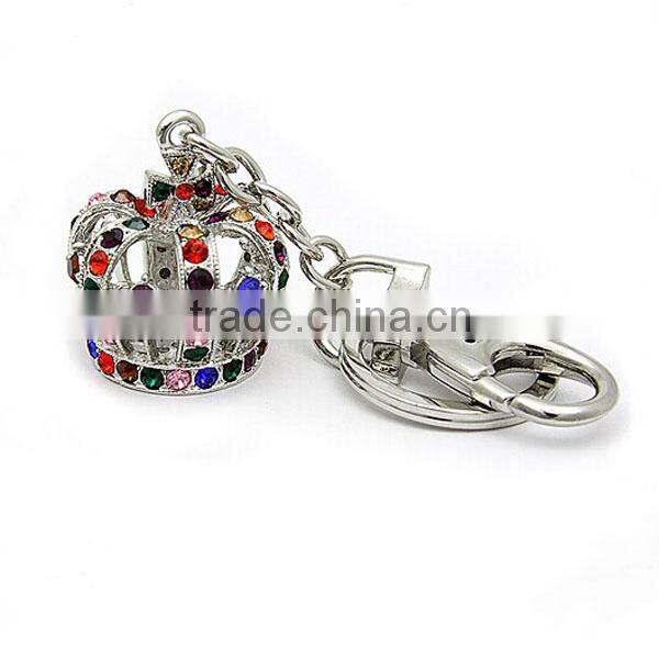 Cross leopard keyring fashion rhinestone fleur de lis keychain
