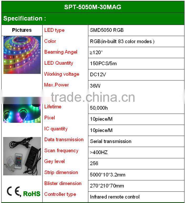 solar powered magic led light strip smd5050 30D 5m/roll