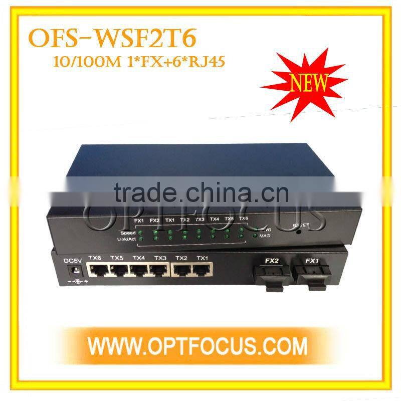 2Port 100BASE-Fx + 6Port 10/100BASE-Tx DF SM 1310nm 20KM SC WEB Management Fiber Switch