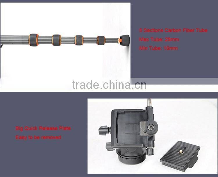 Carbon Tripod Monopod Competible With DV Pan Head Portable Alpenstock