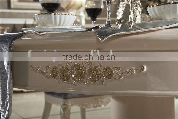 Noble treasures elegant french style dinging table and chair set with cabinet / french royal round table CZ102