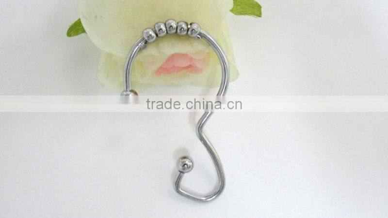 100% metal shower curtain hooks/304 stainless steel curtain hooks