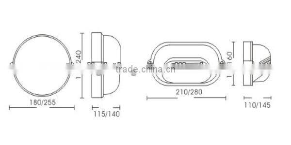 IP44 bulkhead aluminum lamp