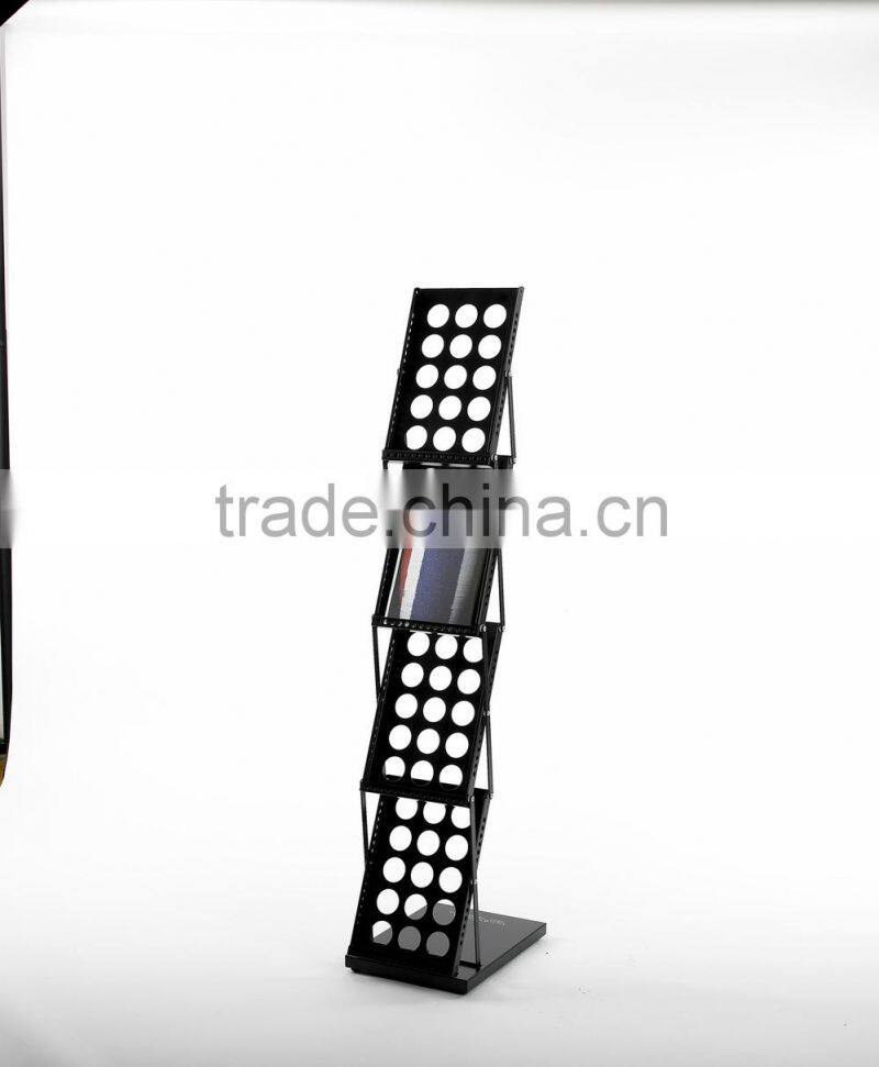 4 tier black color folding office library bookshelf