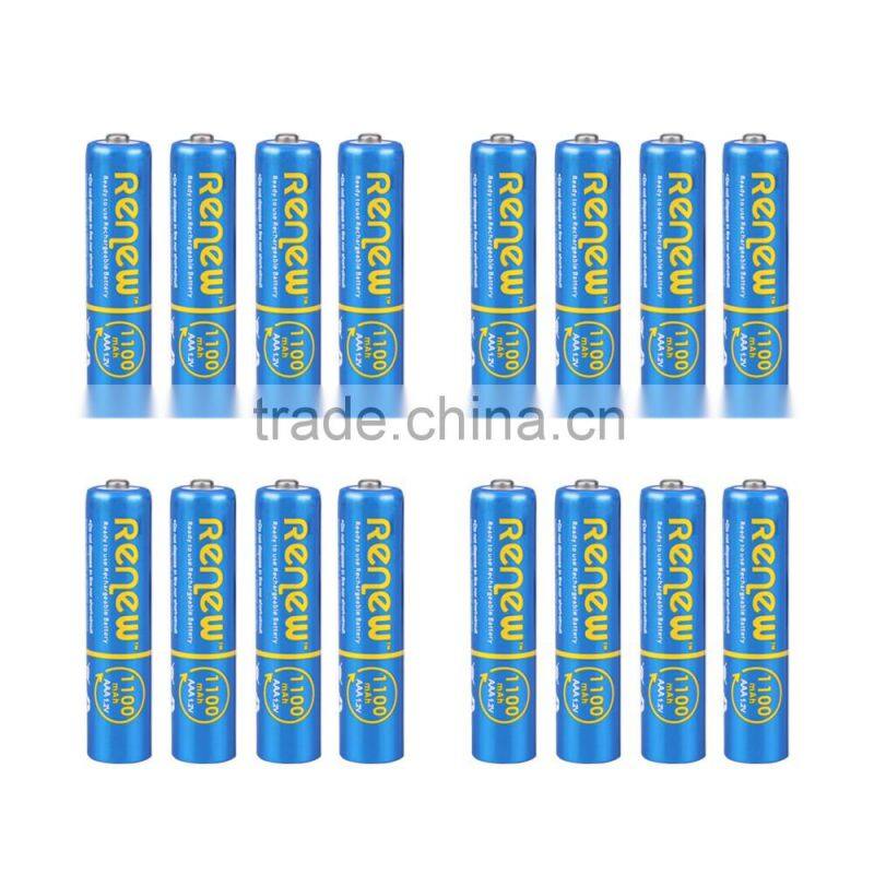 RENEW brand Ready-To-Use NiMH 1100mAh AAA Rechargeable Batteries, 8 Pack