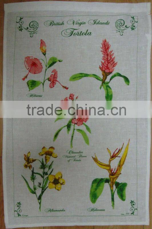 kitchen digital printed linen tea towel for home decorationl,promotion --sun flower design
