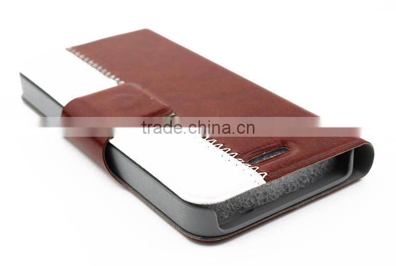 Popular stand leather wallet pouch case for iPhone 5G 5S