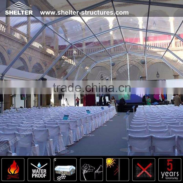 Transparent multi-side clear span polygon tent for wedding church