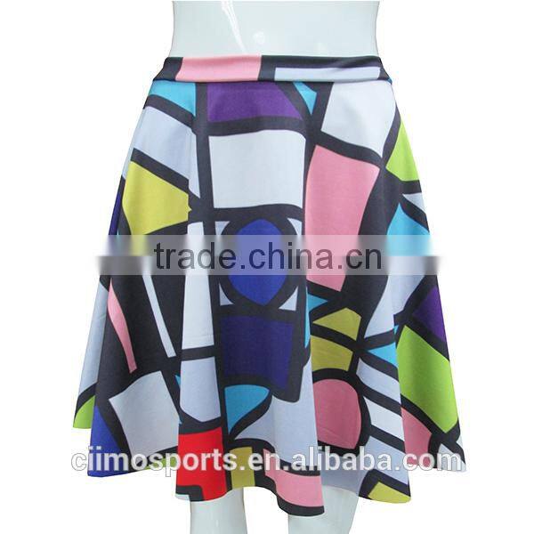 2015 latest elegant special printed A-line woman skirts