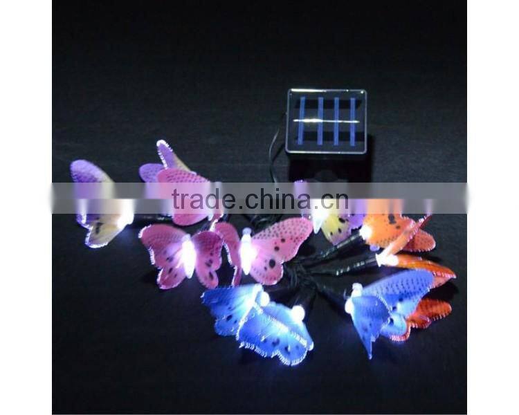 Hot selling 12 led solar butterfly string decoration light for garden