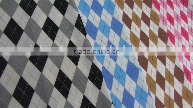 mickey mouse knit coffee diamond checks on white polyester milk fiber Spandex print italy fabric