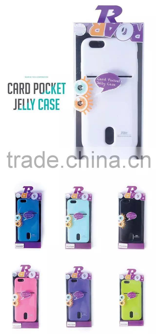 2016 Newest Korean Brand Roar Card Pocket Pearl Jelly TPU Case For iPhone 6G