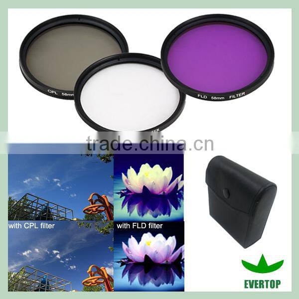 TS-UV CPL FLD,Polaroid Optics 3PCS Filters set, UV FLD CPL Kit for Cannon Ninko,camera 3pcs filter kit bag packing