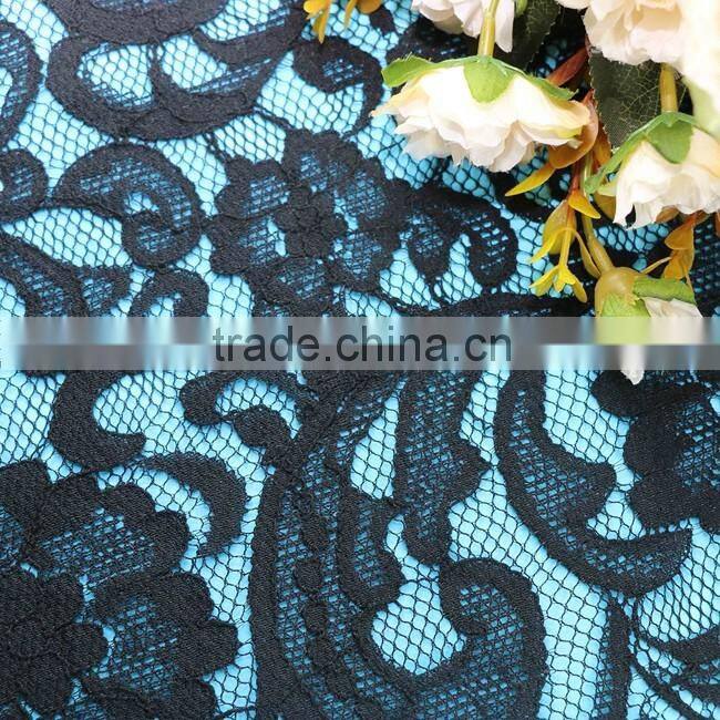 Black flowers cotton nylon lace fabric embroidery african voile lace cord lace fabric