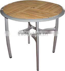 aluminum frame powder coated outdoor furniture sling table with teak