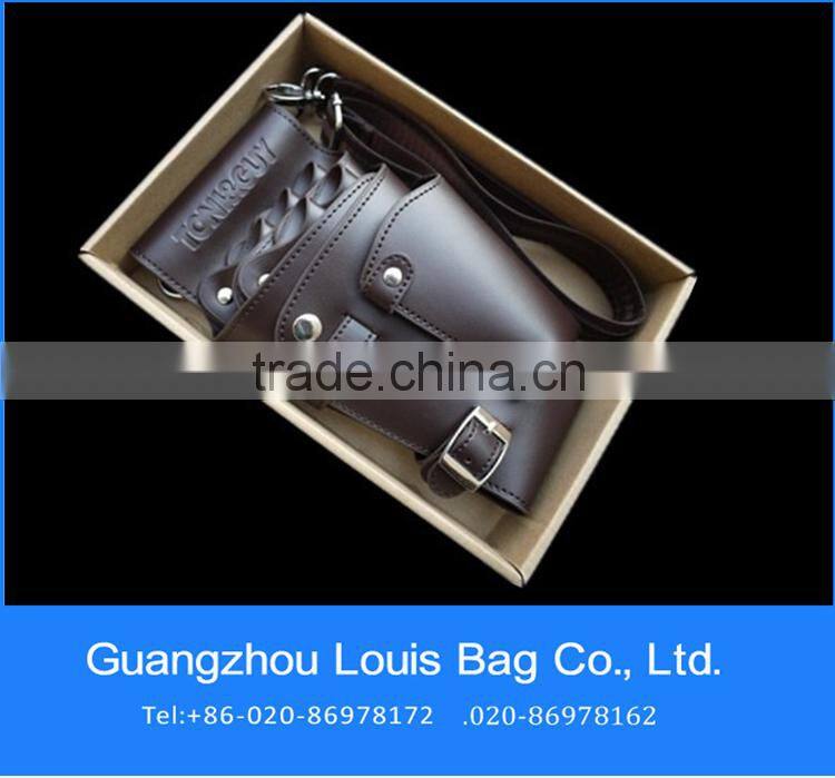 2015 factory customized barber waist bag,barber waist case,barber leather waist bag