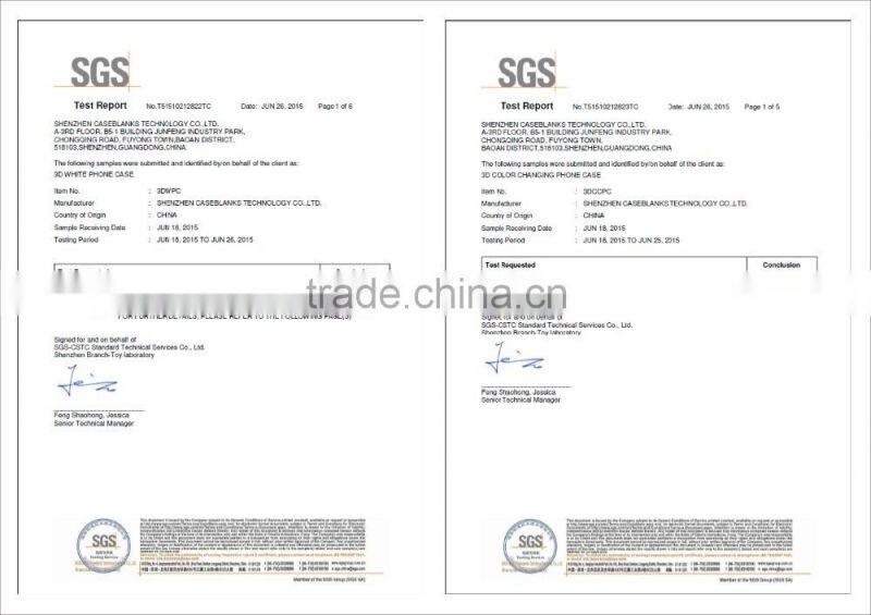 100% pure plastic coated case blank sublimation coated cover for samsung s6 edge