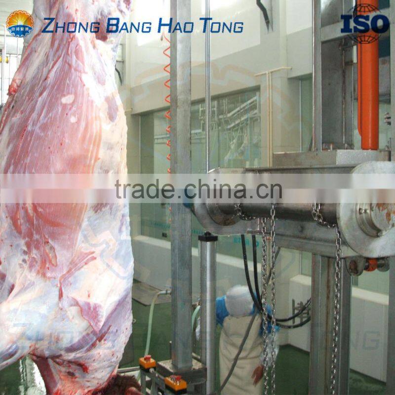cattle skin removing machine with motorized elevating roller for cattle slaughterhouse