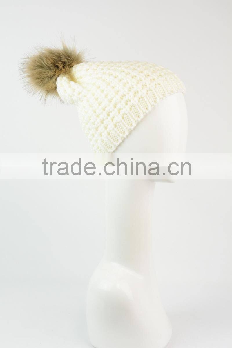 Textured beanie with pom pom Knit beanie