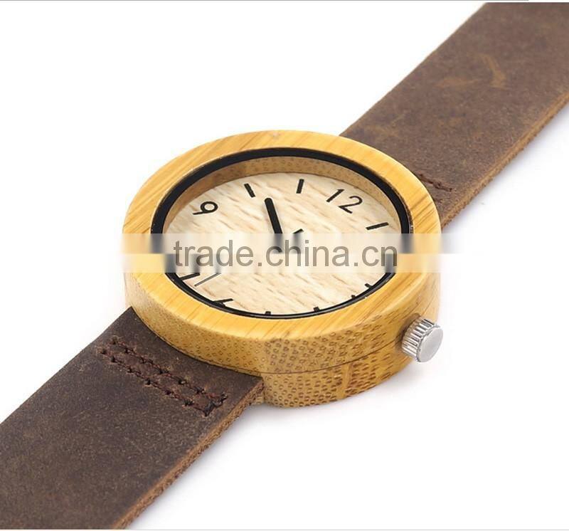 WJ-5353 Japan movement newest special genuine leather strap wood dial unisex watches